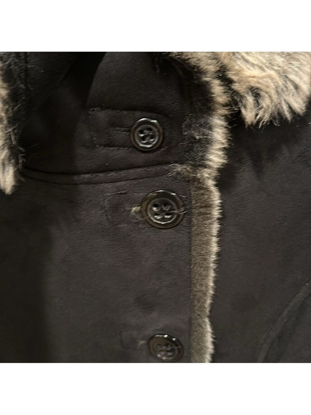 Espirit Collection faux fur suede button up winter coat size medium - Picture 4 of 11